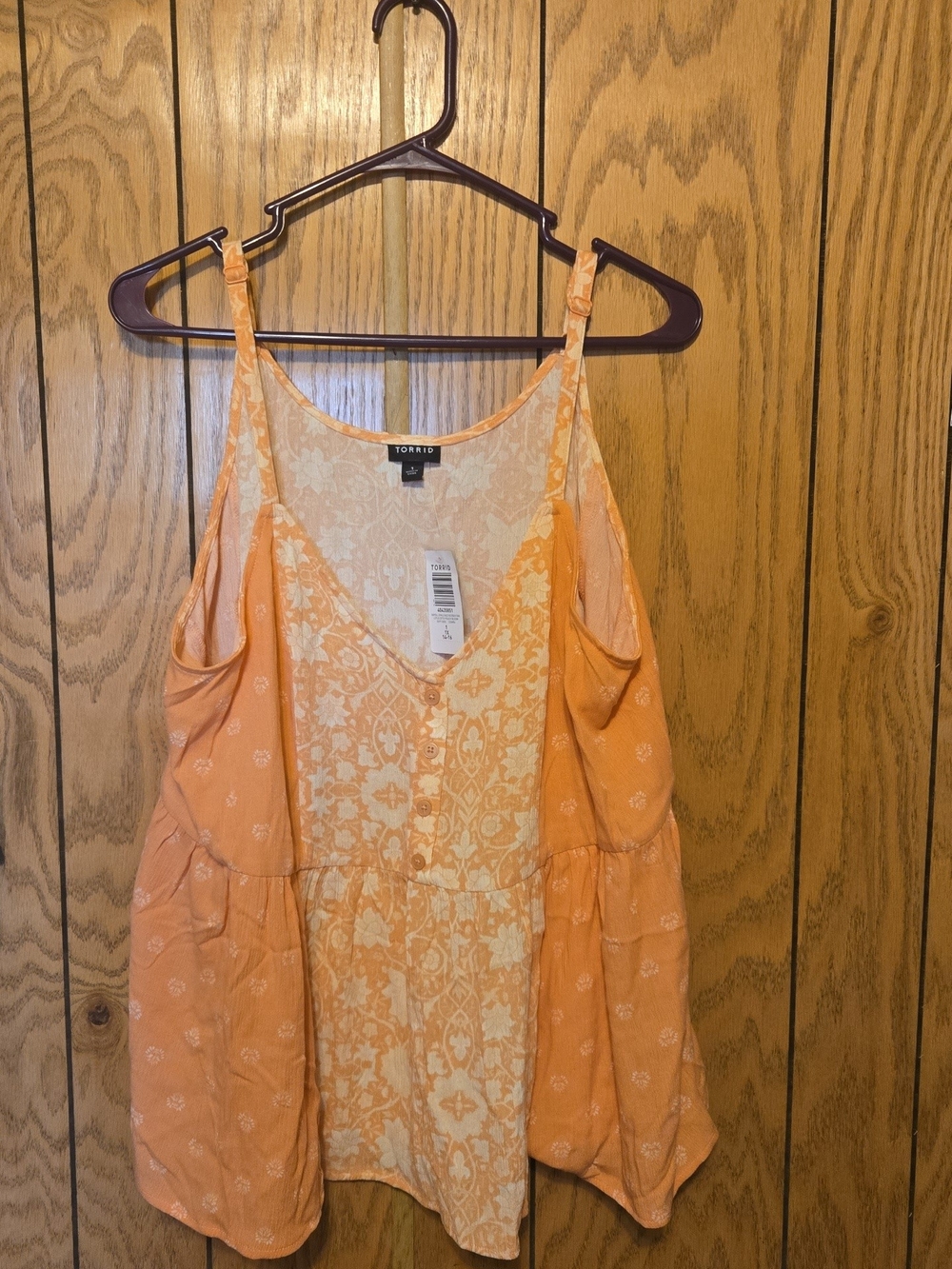 torrid Orange Printed Cold-Shoulder Camisole